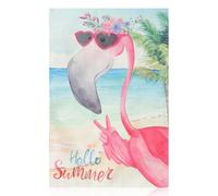 Drapeau de Jardin Double Face Flamant Rose, en Lin | Décoration Créative pour Fenêtre et Maison, Format Suspendu, Style Flamant Rose, Usage Intérieur et Extérieur