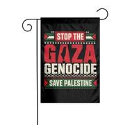 Drapeau de jardin double face « Halte au génocide à Gaza » et « Sauvez la Palestine » (30 x 45 cm) - Décoration extérieure idéale pour la maison