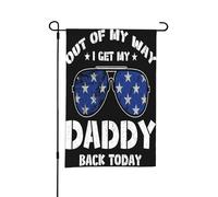 Drapeau de jardin double face « Hors de mon chemin, papa est de retour aujourd'hui » - Petits drapeaux pour cour - Convient pour l'extérieur ou le jardin - Décoration de patio - 45,7 x 30,5 cm