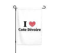 Drapeau de jardin double face « I Love Côte d'Ivoire » 30,5 x 45,7 cm, bannière saisonnière, ferme, cour, maison, décoration extérieure