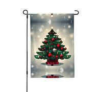 Drapeau de jardin double face imprimé arbre de Noël (71,1 x 101,6 cm), drapeau de bienvenue pour les vacances saisonnières, décoration extérieure