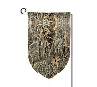 Drapeau de jardin double face imprimé camouflage jaune et vert de qualité supérieure pour décoration d'intérieur - Résistant aux intempéries et double couture - 45,7 x 31,8 cm
