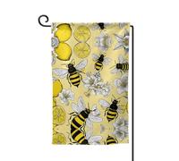 Drapeau de jardin double face imprimé citron et abeille jaune de qualité supérieure pour décoration d'intérieur - Résistant aux intempéries et double couture - 45,7 x 31,8 cm