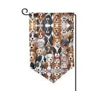 Drapeau de jardin double face imprimé de nombreux chiens, drapeaux de jardin pour décoration d'intérieur - Résistant aux intempéries et double couture - 45,7 x 31,8 cm