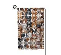 Drapeau de jardin double face imprimé de nombreux chiens, drapeaux de jardin pour décoration d'intérieur - Résistant aux intempéries et double couture - 45,7 x 31,8 cm