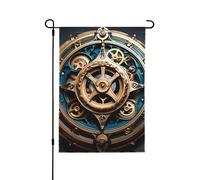 Drapeau de jardin double face imprimé engrenages steampunk cool - Bannière de vacances à suspendre pour décoration de cour, panneau de bienvenue 71,1 x 101,6 cm