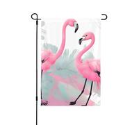 Drapeau de jardin double face imprimé flamant rose - Bannière de vacances à suspendre pour décoration de cour, panneau de bienvenue 71,1 x 101,6 cm