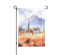 Drapeau de jardin double face imprimé girafe africaine - Bannière de vacances à suspendre pour décoration de cour, panneau de bienvenue 71,1 x 101,6 cm