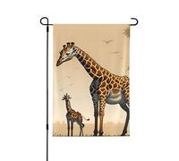 Drapeau de jardin double face imprimé girafe mère et enfant - Bannière de vacances à suspendre pour décoration de cour 31,8 x 45,7 cm