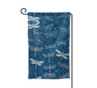 Drapeau de jardin double face imprimé libellule bleue de qualité supérieure, drapeaux de jardin pour décoration d'intérieur - Résistant aux intempéries et double couture - 45,7 x 31,8 cm