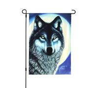 Drapeau de jardin double face imprimé loup sous la lune - Bannière de vacances à suspendre pour décoration de cour 31,8 x 45,7 cm