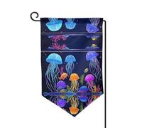 Drapeau de jardin double face imprimé méduses colorées de qualité supérieure, drapeaux de jardin pour décoration d'intérieur - Résistant aux intempéries et double couture - 45,7 x 31,8 cm