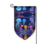Drapeau de jardin double face imprimé méduses colorées de qualité supérieure, drapeaux de jardin pour décoration d'intérieur - Résistant aux intempéries et double couture - 45,7 x 31,8 cm