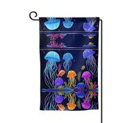 Drapeau de jardin double face imprimé méduses colorées de qualité supérieure, drapeaux de jardin pour décoration d'intérieur - Résistant aux intempéries et double couture - 45,7 x 31,8 cm