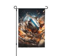 Drapeau de jardin double face imprimé rugby sur le feu - Bannière de vacances à suspendre pour décoration de cour 31,8 x 45,7 cm