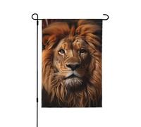 Drapeau de jardin double face imprimé The Lion's Gaze - Bannière de vacances à suspendre pour décoration de cour 71,1 x 101,6 cm