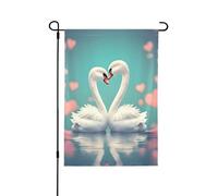 Drapeau de jardin double face imprimé « The swan in love » - Bannière de vacances à suspendre - Pour décoration de cour - 31,8 x 45,7 cm