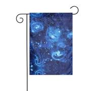 Drapeau de jardin double face imprimé univers bleu galaxie, 30,5 x 45,7 cm, anniversaire, mariage, vacances, cour, extérieur, décoration extérieure
