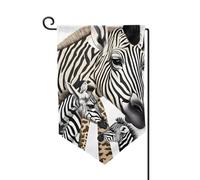 Drapeau de jardin double face imprimé zèbre et girafe pour décoration d'intérieur - Résistant aux intempéries et double couture - 45,7 x 31,8 cm