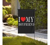 Drapeau de jardin double face « J’aime mes copains » en forme de cœur puzzle, 31,75 cm x 45,72 cm