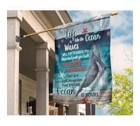 Drapeau De Jardin Double Face Jardin Signe Drapeau De Décoration Motif De Plage Des Baleines Une Fois Que Vous Les Aurez Surmontés, L'Océan Tout Entier Vous Appartiendra. M