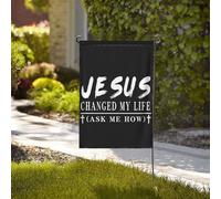 Drapeau de jardin double face « Jésus a changé ma vie » avec croix chrétienne, 31,75 cm x 45,7 cm