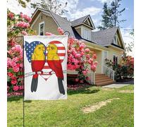 Drapeau de jardin double face « Le perroquet allemand aime l'Amérique », 28 x 40 pouces, décoration extérieure