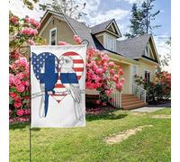 Drapeau de jardin double face « Le perroquet finlandais aime l'Amérique », 28 x 40 pouces, décoration extérieure
