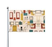 Drapeau de jardin double face moderne du milieu du siècle, 90 x 150 cm, convient pour une utilisation toute l'année, pour décorer les porches, balcons et terrasses. Mât non inclus.