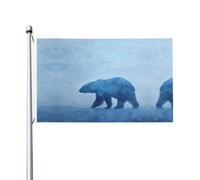 Drapeau de jardin double face motif ours polaire bleu, 90 x 150 cm, résistant à la décoloration, pour porche, balcon, pelouse, intérieur et extérieur, mât de drapeau non inclus