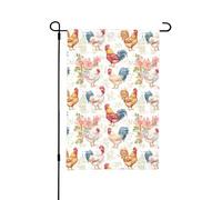 Drapeau de jardin double face motif poules et fleurs, idéal pour l'extérieur ou le jardin, décoration de patio, 45,7 x 30,5 cm