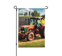 Drapeau de jardin double face motif tracteurs agricoles, décoration saisonnière pour cour avant porche