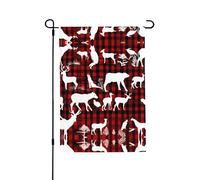 Drapeau de jardin double face motif vache cerf arbre de Noël 71,1 x 101,6 cm (léger) - Impression intégrale vibrante pour cour, jardin, terrasse ou porche