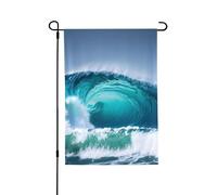 Drapeau de jardin double face motif vagues de l'océan 71 x 102 cm, bannière décorative pour porche, pelouse, terrasse, toutes saisons
