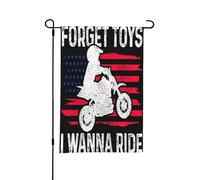 Drapeau de jardin double face « Oubliez les jouets, je veux faire du motocross », petit drapeau pour cour, adapté à l'extérieur ou au jardin, décoration de patio, 45,7 x 30,5 cm