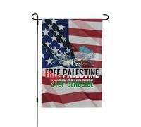 Drapeau de jardin double face « Palestine libre, Halte au génocide » 32 x 46 cm, résistant aux intempéries.