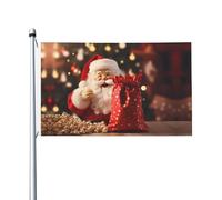 Drapeau de jardin double face Père Noël, 90 x 150 cm, convient pour une utilisation toute l'année, pour décorer les porches, balcons et terrasses. Mât non inclus.