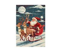 Drapeau de jardin double face Père Noël promenades avec traîneau de rennes pour décoration extérieure de cour 71,1 x 101,6 cm