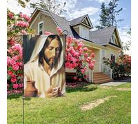 Drapeau de jardin double face, portrait de Jésus, Dieu miséricordieux, style A, 28 x 40 pouces, décoration extérieure
