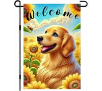 Drapeau de jardin double face pour chien - Motif tournesols - Abeille - Fleurs florales - Saison d'été