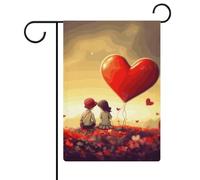 Drapeau de jardin double face pour couple d'amour - 30,5 x 45,7 cm - Drapeau extérieur d'été - Drapeau floral de bienvenue - Drapeaux de jardin saisonniers - Décorations de vacances