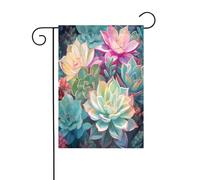 Drapeau de jardin double face pour décoration de terrasse, bannière de cour de 45 x 30 cm, drapeau de jardin succulent coloré pour l'extérieur, drapeau extérieur durable résistant à la décoloration