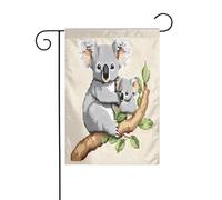 Drapeau de jardin double face pour décoration de terrasse, bannière de cour de 45 x 30 cm, joli drapeau de jardin imprimé koala pour l'extérieur, drapeau d'extérieur durable résistant à la