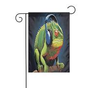 Drapeau de jardin double face pour décoration de terrasse, bannière de cour de 45 x 30 cm, joli drapeau de jardin caméléon musical pour l'extérieur, drapeau d'extérieur durable résistant à la