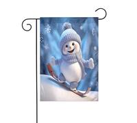 Drapeau de jardin double face pour décoration de terrasse, bannière de cour de 45 x 30 cm, joli drapeau de jardin bonhomme de neige pour extérieur, drapeau d'extérieur durable résistant à la