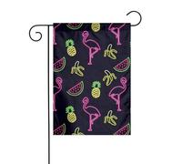 Drapeau de jardin double face pour extérieur 45 x 30 cm, ananas, banane, flamant rose, bannière décorative d'extérieur pour terrasse, pelouse, ferme, résistant à la décoloration, drapeau de maison de