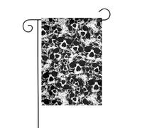 Drapeau de jardin double face pour extérieur 45 x 30 cm, crâne humain noir et blanc, bannière décorative d'extérieur pour terrasse, pelouse, ferme, résistant à la décoloration, drapeau de maison de