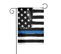 Drapeau de jardin double face pour extérieur 45 x 30 cm, drapeau des États-Unis bleu à ligne fine, bannière décorative d'extérieur pour terrasse, pelouse, ferme, résistant à la décoloration, drapeau