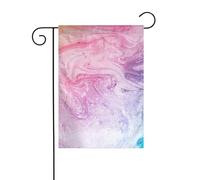Drapeau de jardin double face pour extérieur 45 x 30 cm, marbre coloré bleu pastel violet, bannière décorative d'extérieur pour terrasse, pelouse, ferme, maison de vacances, drapeau pour porche de