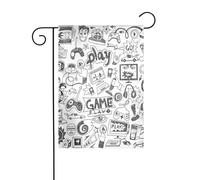 Drapeau de jardin double face pour extérieur 45 x 30 cm, monochrome style esquisse, bannière décorative d'extérieur pour terrasse, pelouse, ferme, maison de vacances pour porche de jardin